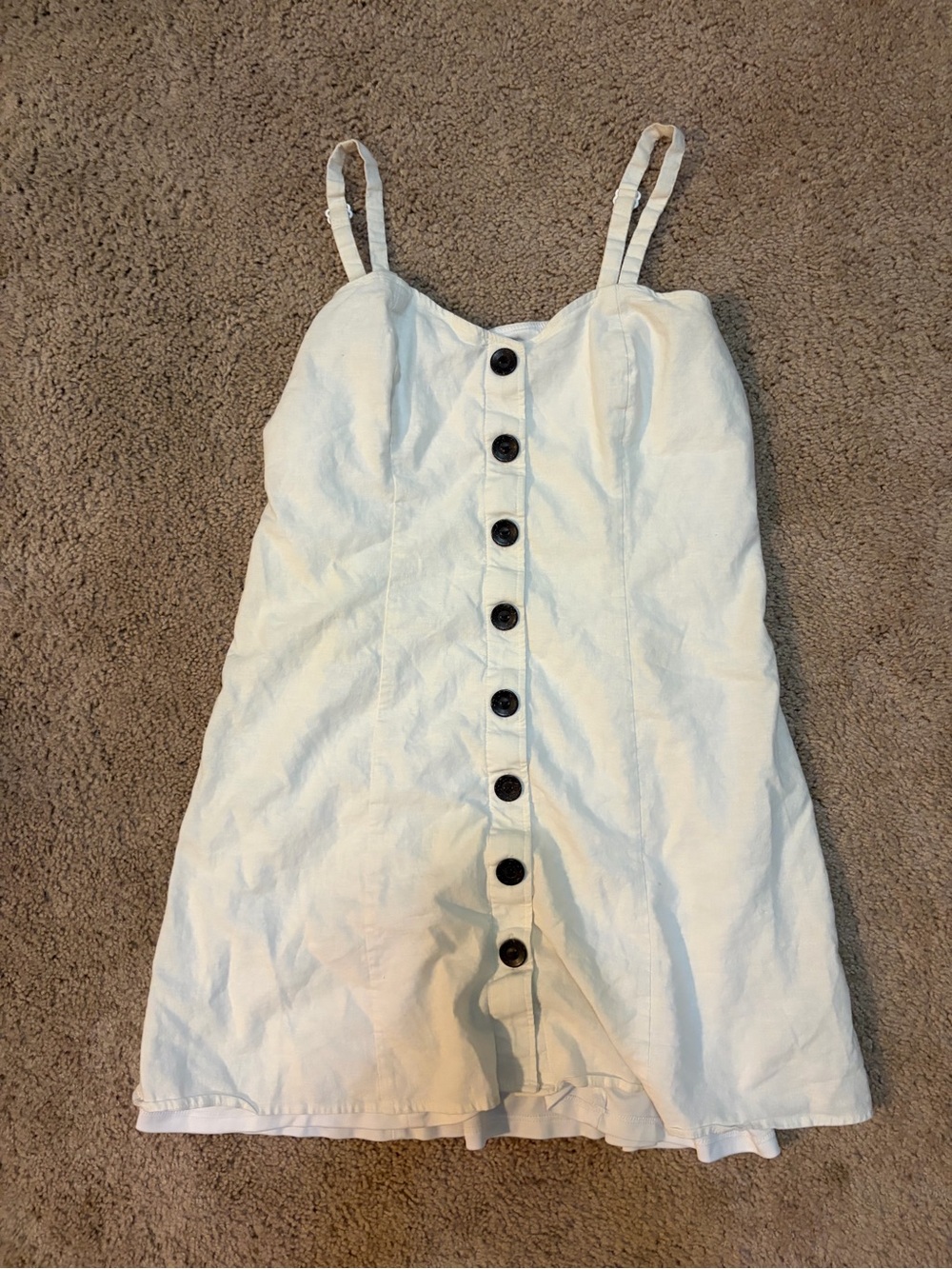 Express White Strapless-Look Button Front Dress